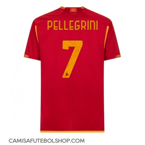 Camisa de time de futebol AS Roma Lorenzo Pellegrini #7 Replicas 1º Equipamento 2023-24 Manga Curta